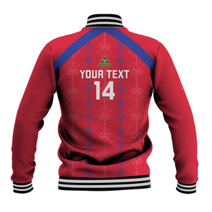 Custom Haiti Football Baseball Jacket Les Grenadiers Veve Vodou Red - African Pride