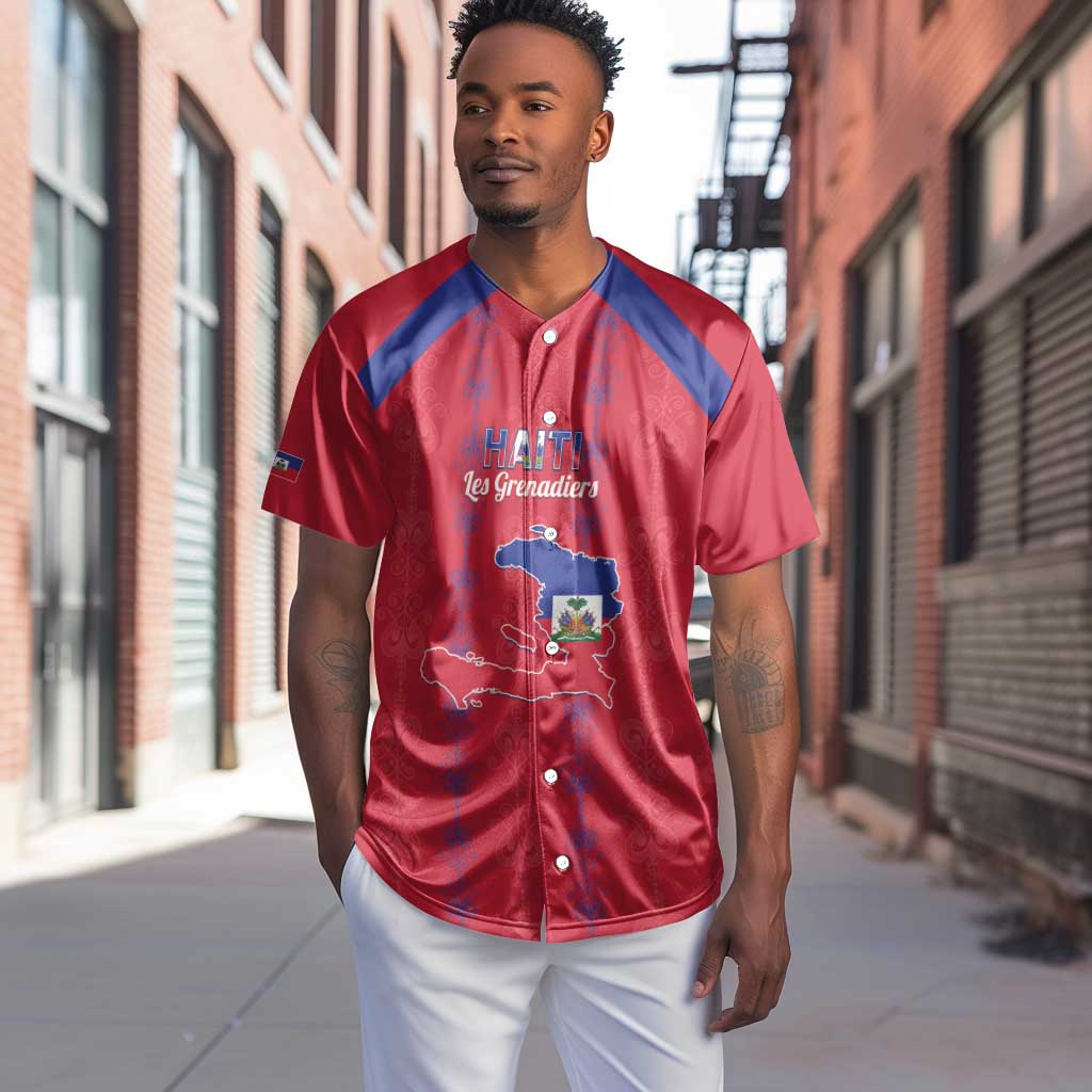 Custom Haiti Football Baseball Jersey Les Grenadiers Veve Vodou Red - African Pride