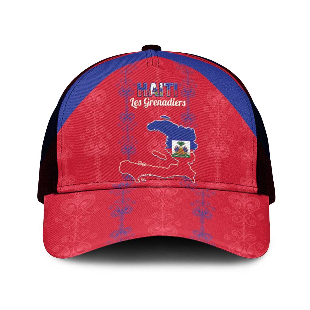 Haiti Football Baseball Net Cap Les Grenadiers Veve Vodou Red - African Pride