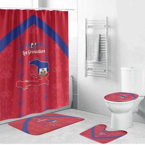 Haiti Football Bathroom Set Les Grenadiers Veve Vodou Red