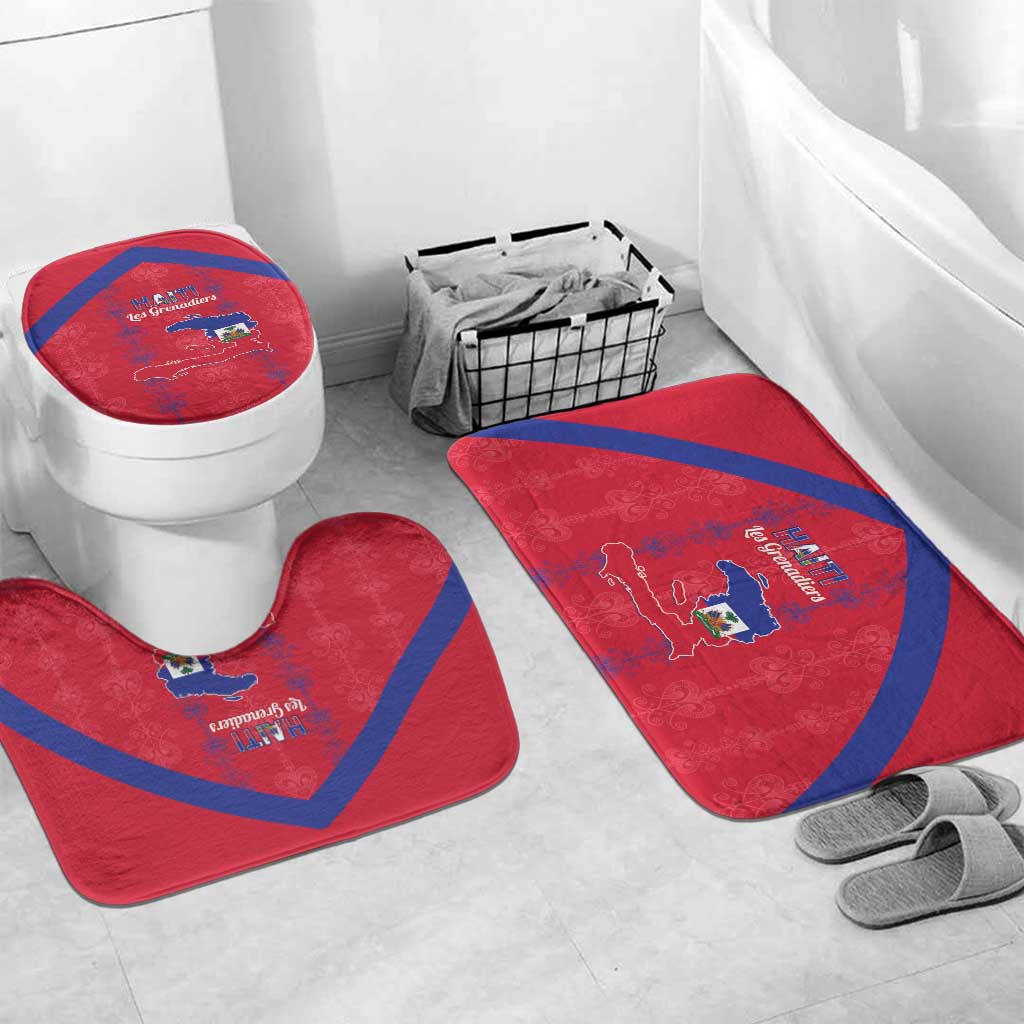 Haiti Football Bathroom Set Les Grenadiers Veve Vodou Red