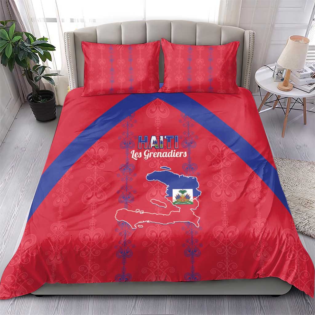 Haiti Football Bedding Set Les Grenadiers Veve Vodou Red - African Pride