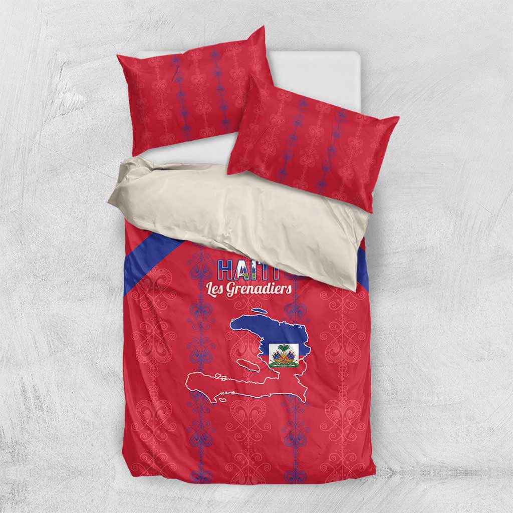 Haiti Football Bedding Set Les Grenadiers Veve Vodou Red - African Pride