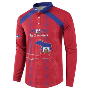 Custom Haiti Football Button Sweatshirt Les Grenadiers Veve Vodou Red