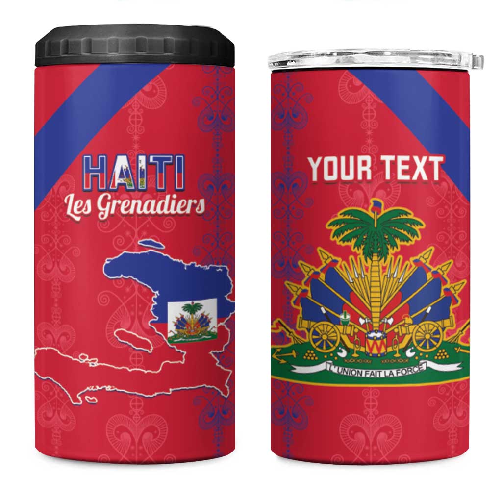 Custom Haiti Football 4 in 1 Can Cooler Tumbler Les Grenadiers Veve Vodou Red - African Pride