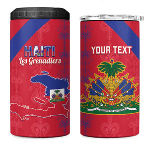 Custom Haiti Football 4 in 1 Can Cooler Tumbler Les Grenadiers Veve Vodou Red - African Pride