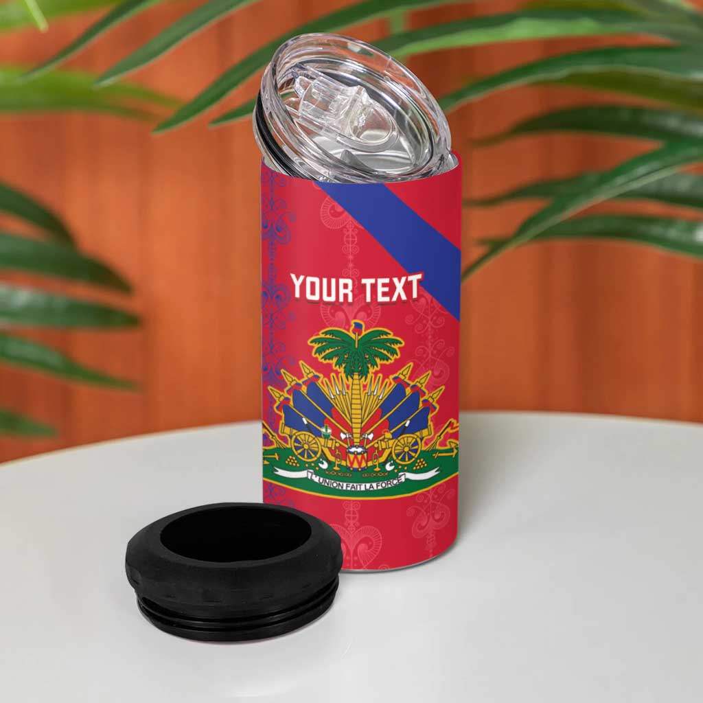 Custom Haiti Football 4 in 1 Can Cooler Tumbler Les Grenadiers Veve Vodou Red - African Pride