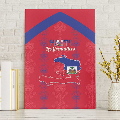 Haiti Football Canvas Wall Art Les Grenadiers Veve Vodou Red - African Pride