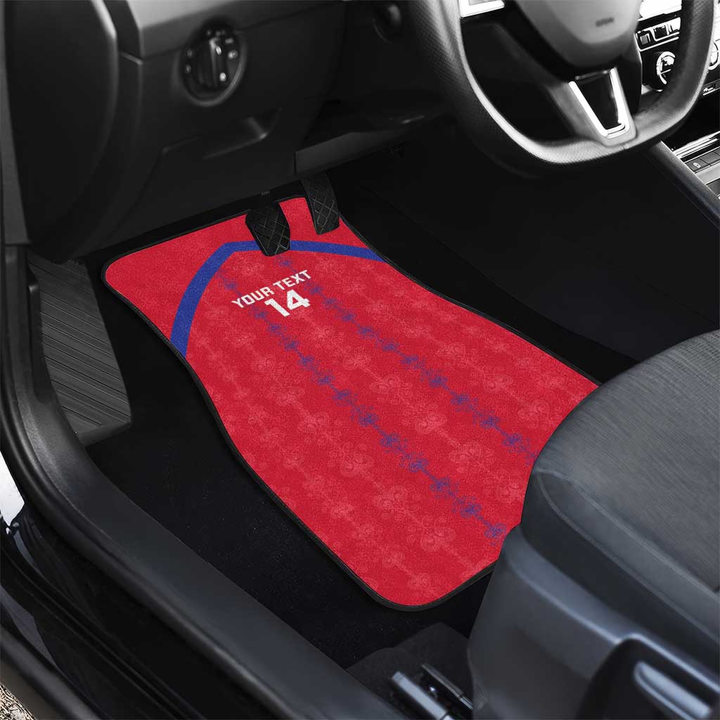 Custom Haiti Football Car Mats Les Grenadiers Veve Vodou Red - African Pride