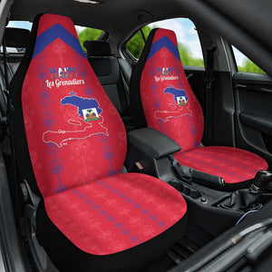 Haiti Football Car Seat Cover Les Grenadiers Veve Vodou Red - African Pride
