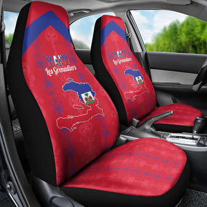 Haiti Football Car Seat Cover Les Grenadiers Veve Vodou Red - African Pride