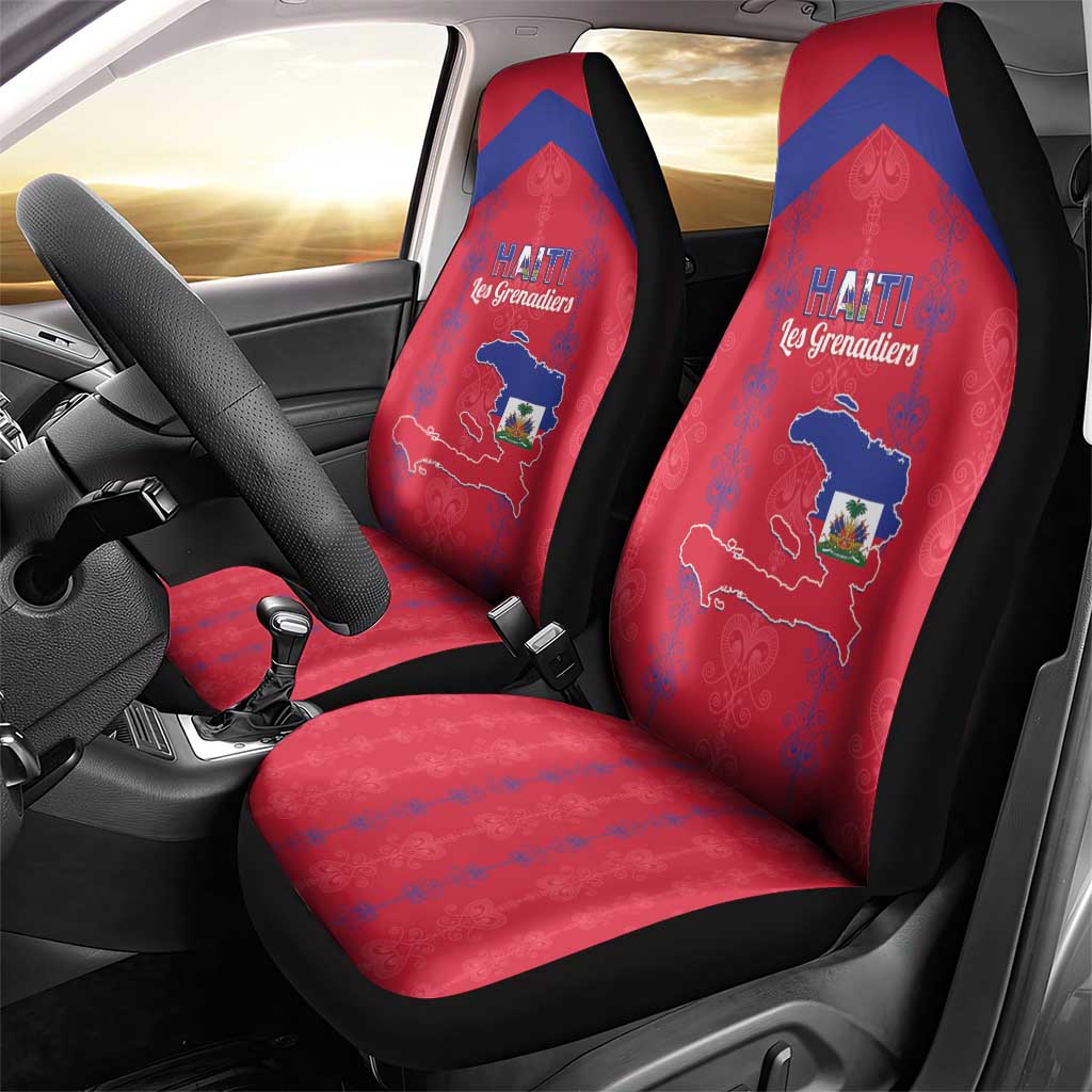 Haiti Football Car Seat Cover Les Grenadiers Veve Vodou Red - African Pride