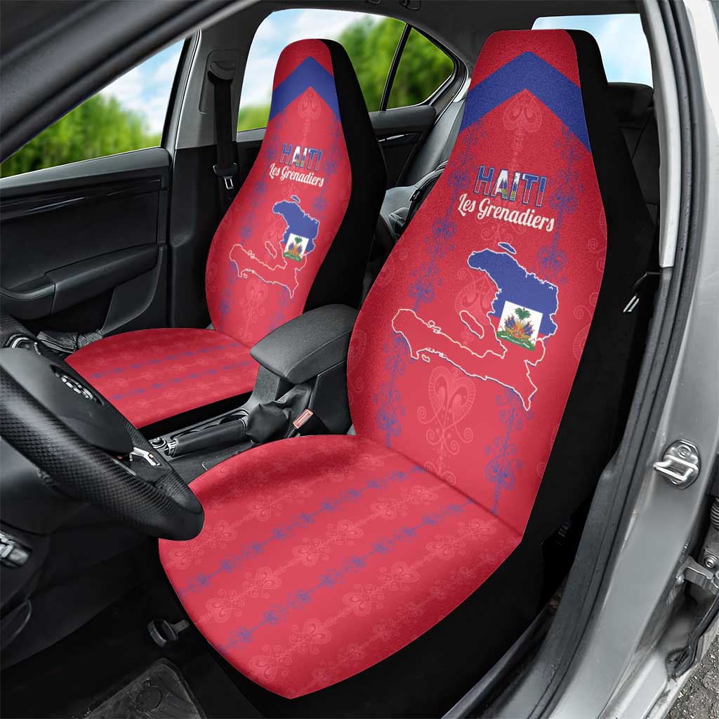 Haiti Football Car Seat Cover Les Grenadiers Veve Vodou Red - African Pride