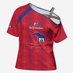 Custom Haiti Football Cross Shoulder Shirt Les Grenadiers Veve Vodou Red