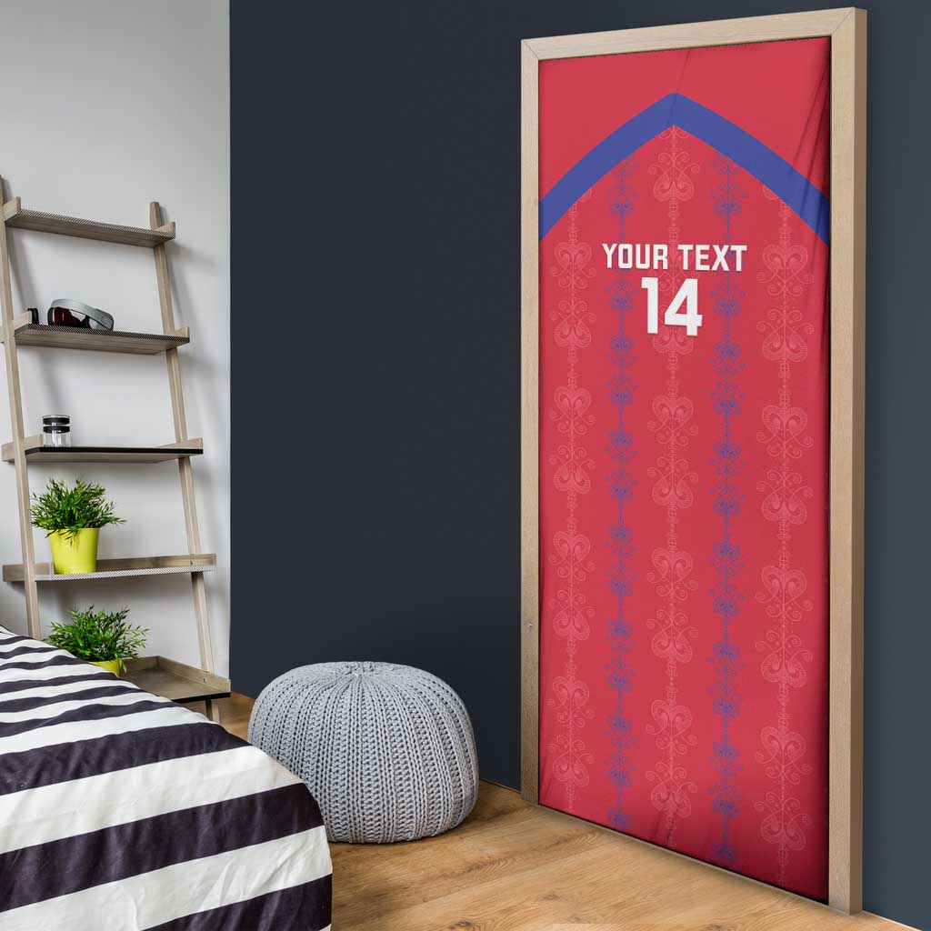 Custom Haiti Football Door Cover Les Grenadiers Veve Vodou Red
