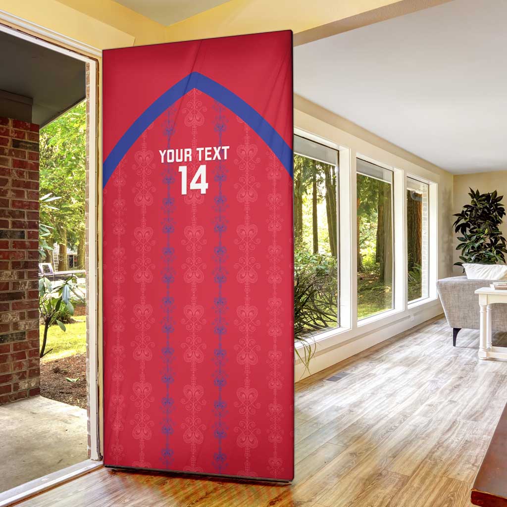 Custom Haiti Football Door Cover Les Grenadiers Veve Vodou Red