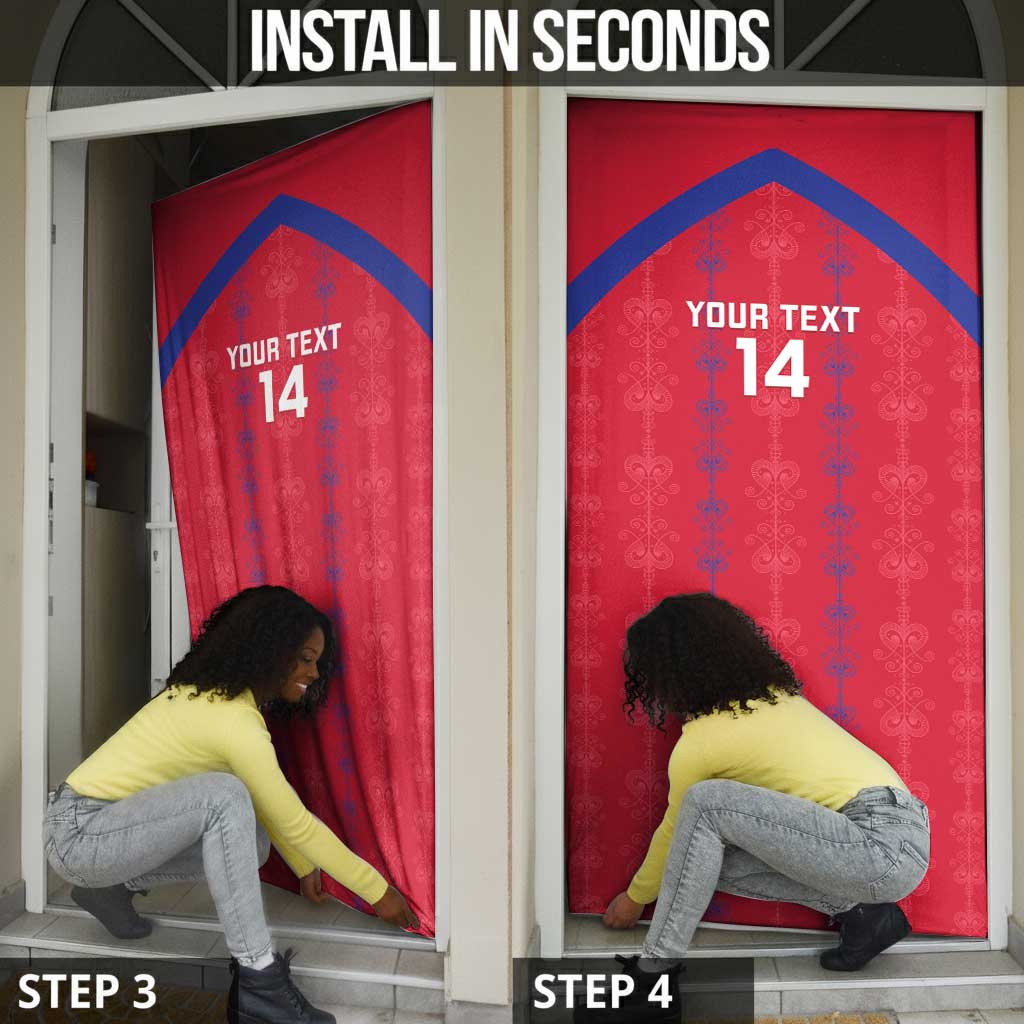 Custom Haiti Football Door Cover Les Grenadiers Veve Vodou Red