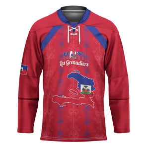 Custom Haiti Football Hockey Jersey Les Grenadiers Veve Vodou Red