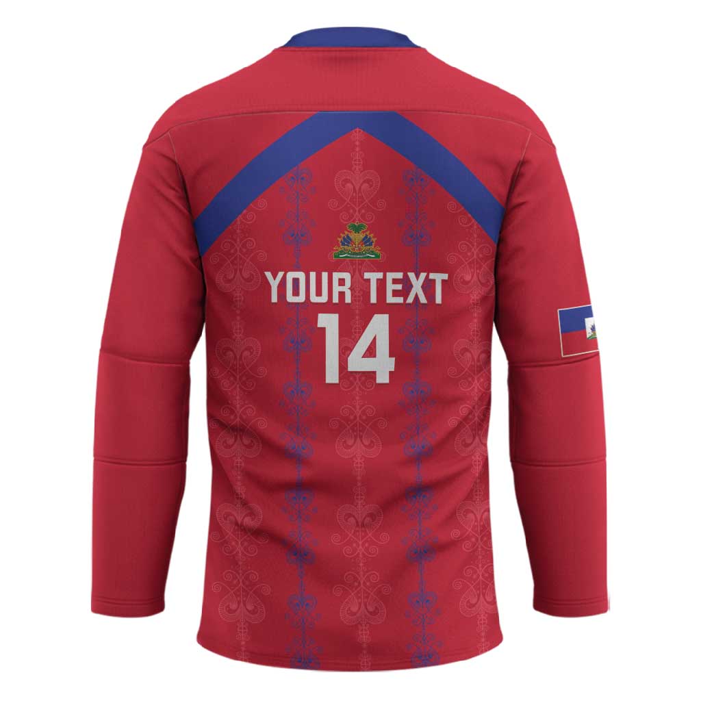 Custom Haiti Football Hockey Jersey Les Grenadiers Veve Vodou Red