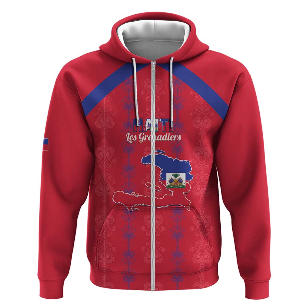 Custom Haiti Football Hoodie Les Grenadiers Veve Vodou Red - African Pride
