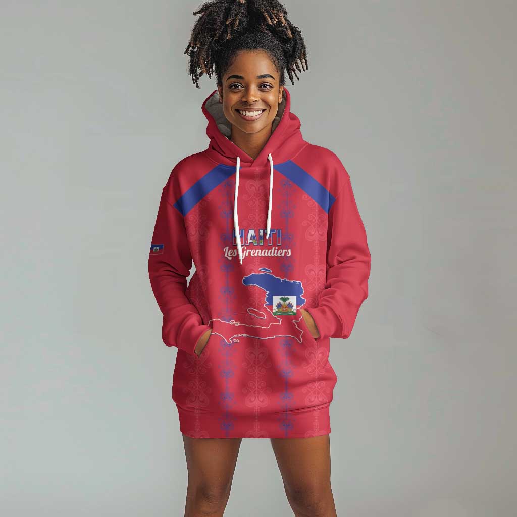 Custom Haiti Football Hoodie Dress Les Grenadiers Veve Vodou Red - African Pride