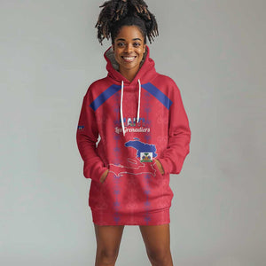 Custom Haiti Football Hoodie Dress Les Grenadiers Veve Vodou Red - African Pride