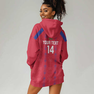 Custom Haiti Football Hoodie Dress Les Grenadiers Veve Vodou Red - African Pride