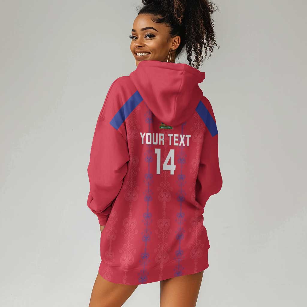Custom Haiti Football Hoodie Dress Les Grenadiers Veve Vodou Red - African Pride