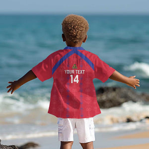 Custom Haiti Football Kid Hawaiian Shirt Les Grenadiers Veve Vodou Red - African Pride