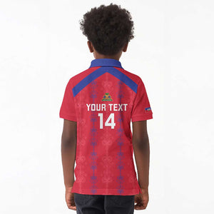 Custom Haiti Football Kid Polo Shirt Les Grenadiers Veve Vodou Red - African Pride