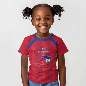 Custom Haiti Football Kid T shirt Les Grenadiers Veve Vodou Red - African Pride
