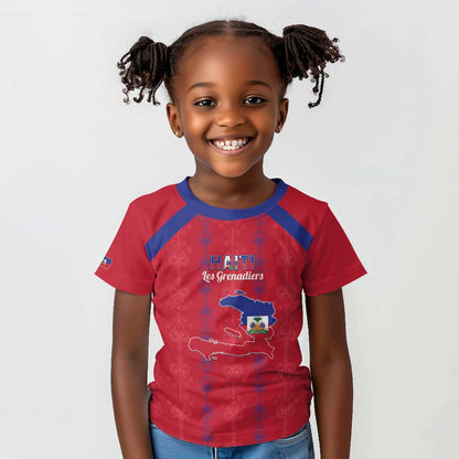 Custom Haiti Football Kid T shirt Les Grenadiers Veve Vodou Red - African Pride