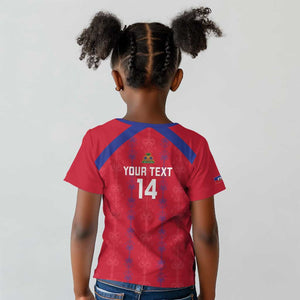 Custom Haiti Football Kid T shirt Les Grenadiers Veve Vodou Red - African Pride