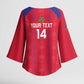 Custom Haiti Football Kimono Sleeve Blouse Les Grenadiers Veve Vodou Red