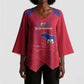 Custom Haiti Football Kimono Sleeve Blouse Les Grenadiers Veve Vodou Red