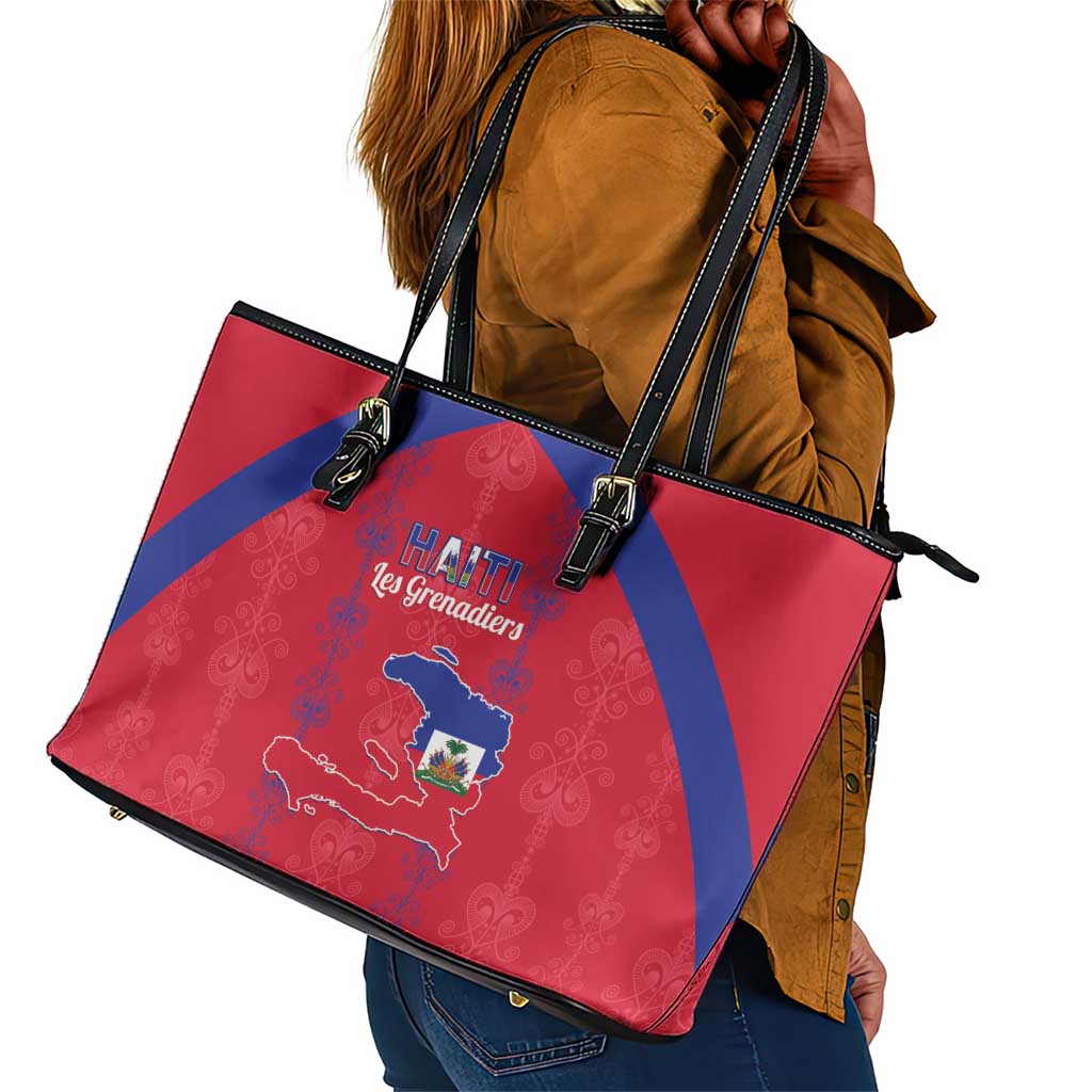 Haiti Football Leather Tote Bag Les Grenadiers Veve Vodou Red - African Pride
