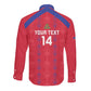 Custom Haiti Football Long Sleeve Button Shirt Les Grenadiers Veve Vodou Red - African Pride