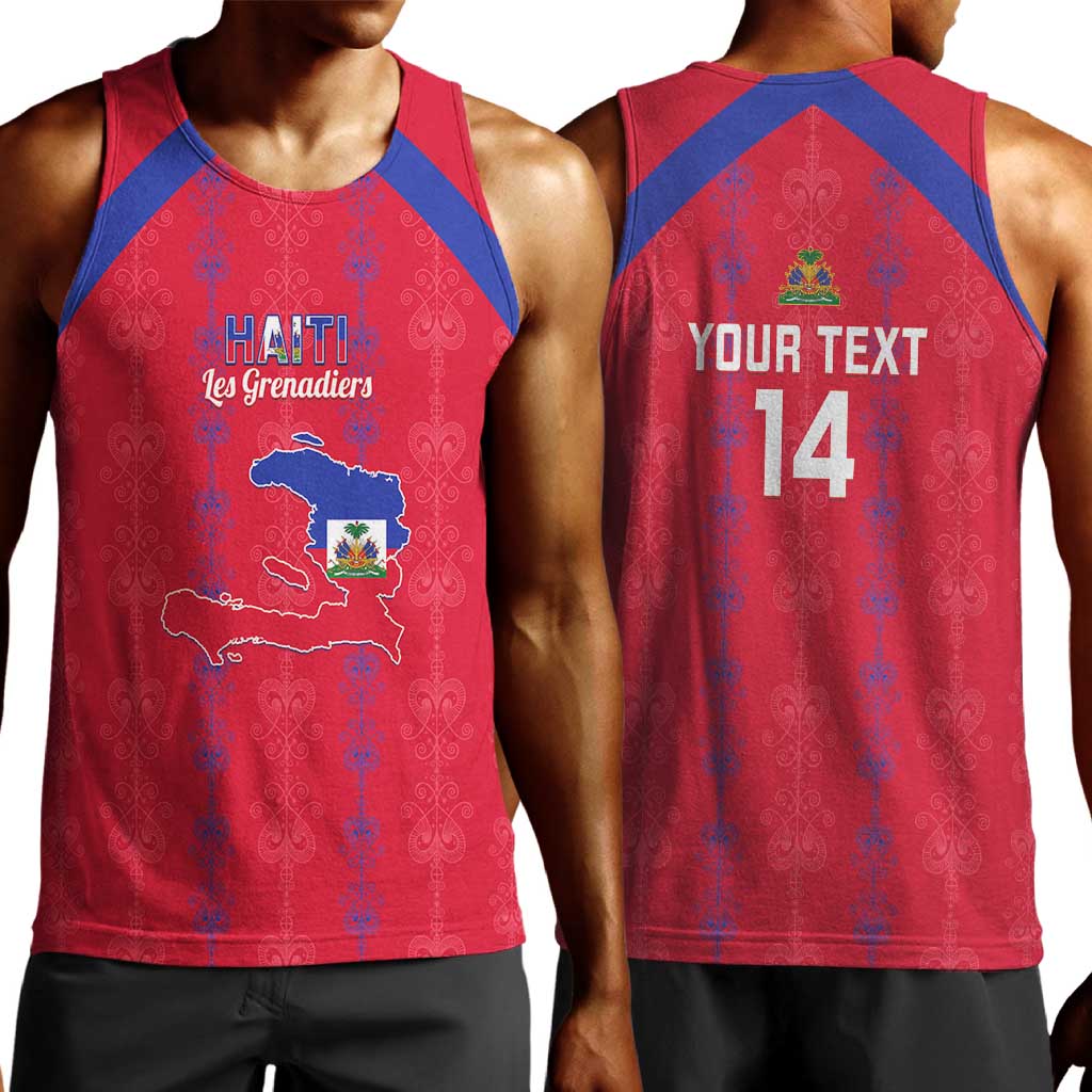 Custom Haiti Football Men Tank Top Les Grenadiers Veve Vodou Red - African Pride