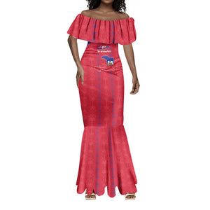 Custom Haiti Football Mermaid Dress Les Grenadiers Veve Vodou Red - African Pride