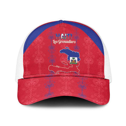 Haiti Football Mesh Trucker Cap Les Grenadiers Veve Vodou Red - African Pride
