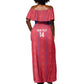 Custom Haiti Football Off Shoulder Maxi Dress Les Grenadiers Veve Vodou Red - African Pride