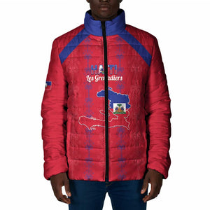 Custom Haiti Football Padded Jacket Les Grenadiers Veve Vodou Red