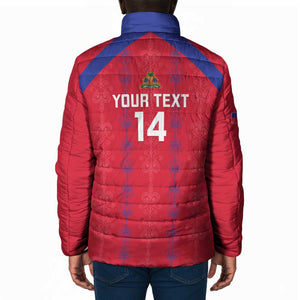 Custom Haiti Football Padded Jacket Les Grenadiers Veve Vodou Red