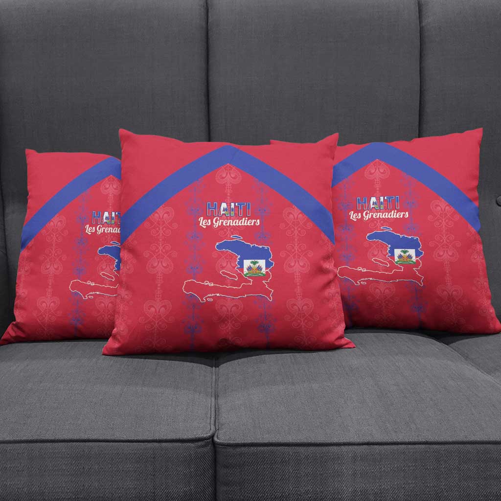 Haiti Football Pillow Cover Les Grenadiers Veve Vodou Red