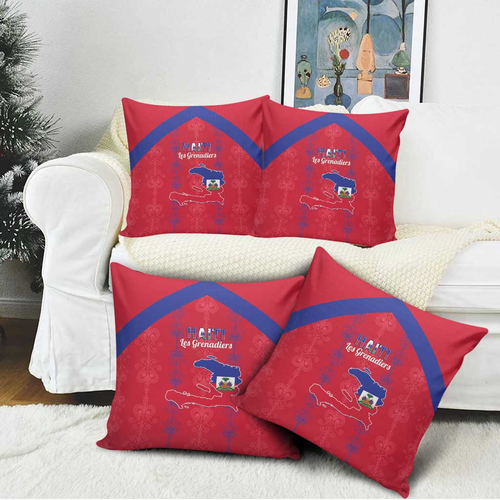 Haiti Football Pillow Cover Les Grenadiers Veve Vodou Red