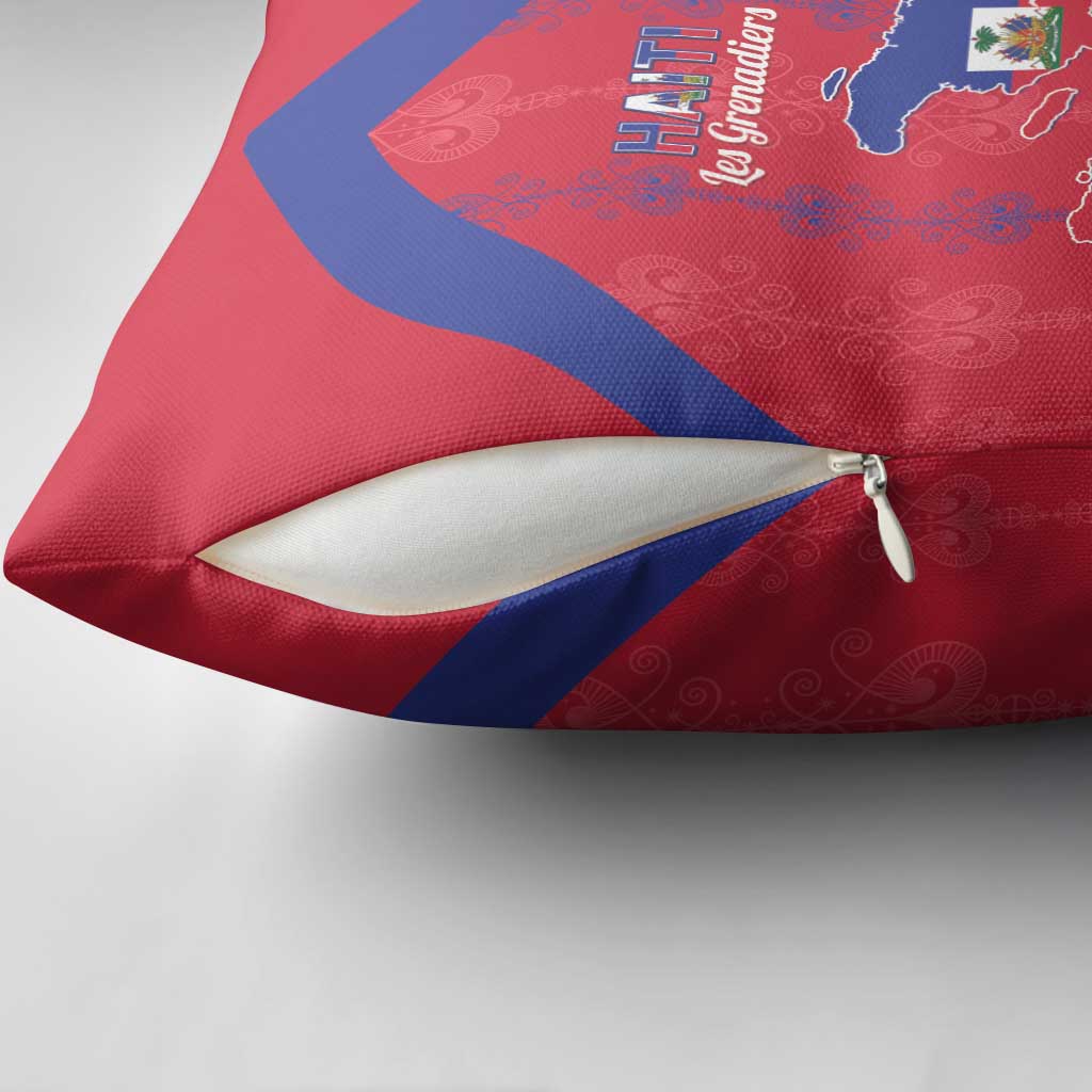Haiti Football Pillow Cover Les Grenadiers Veve Vodou Red