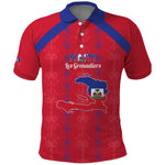 Custom Haiti Football Polo Shirt Les Grenadiers Veve Vodou Red - African Pride