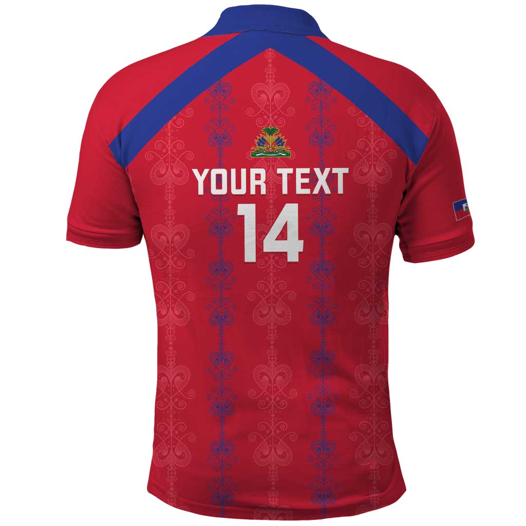 Custom Haiti Football Polo Shirt Les Grenadiers Veve Vodou Red - African Pride