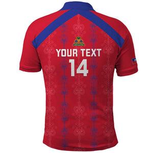 Custom Haiti Football Polo Shirt Les Grenadiers Veve Vodou Red - African Pride