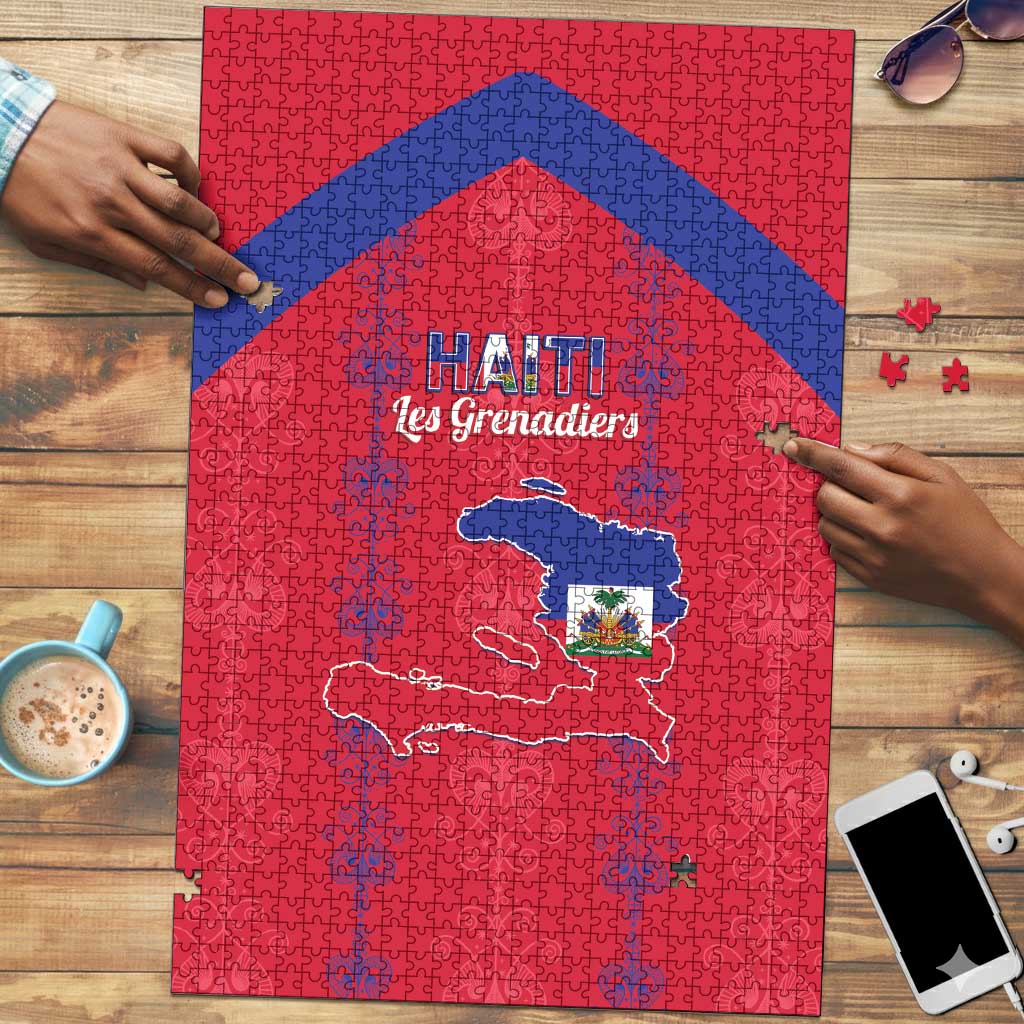 Haiti Football Puzzle Les Grenadiers Veve Vodou Red